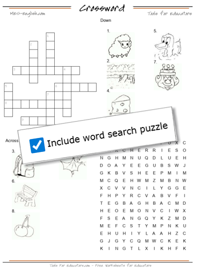 Crossword with wordsearch example